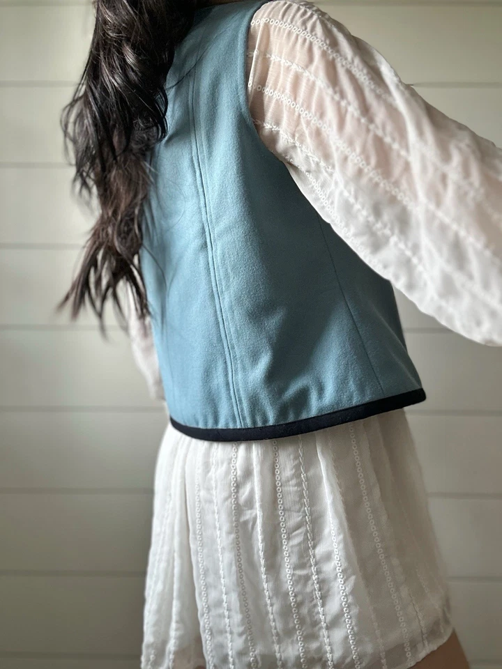 Chaleco de lana vintage recortado satinado forrado a medida exterior años 50/60 Foto 4 de 4