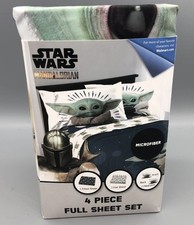 Baby Yoda Powerful Child Kids 4-Piece Full Sheet Set Linen Disney Grogu