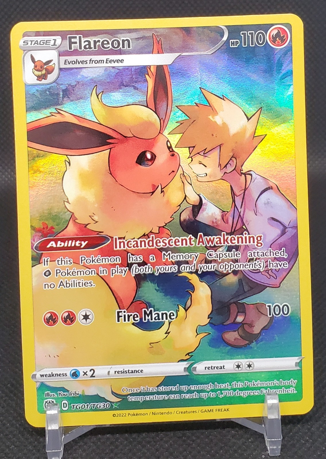 Pokemon Flareon TG01/TG30 Swsh09: Brilliant Stars Trainer Gallery Holo NM