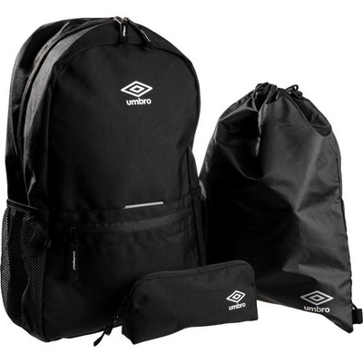 Umrbo Dreiteiliges Taschenset Schwarz Rucksack PE Bag Federmäppchen Schule Sport Gym