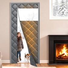 Magnetic Thermal Insulated Door Curtain Fit 30" X 30 x 80 inch, Gray