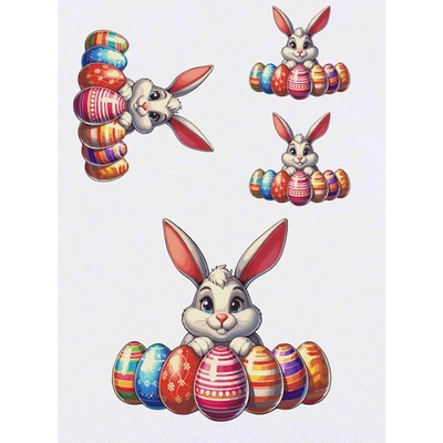 4 x 'Osterhase mit Eiern' Temporäre Tattoos / Transfers (TO00100804)