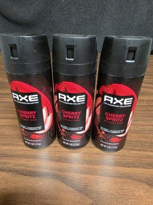 3x Axe Deodorant Spray Men Fine Fragrance Fruity Cherry Spritz Aluminum Free 4oz