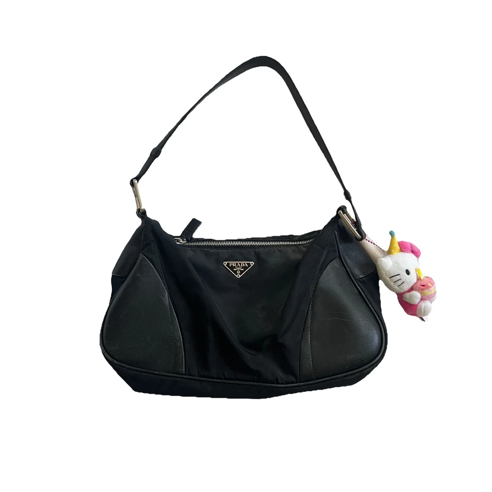 Bolso de hombro vintage Y2K Prada baguette negro Foto 3 de 4