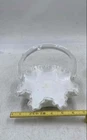 Vintage Fenton White Milk Glass Clear Handle Ruffle Rim Candy Dish Basket