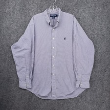 Ralph Lauren Dress Shirt Mens 17 35 Blue Yarmouth Button Down Plaid Collared