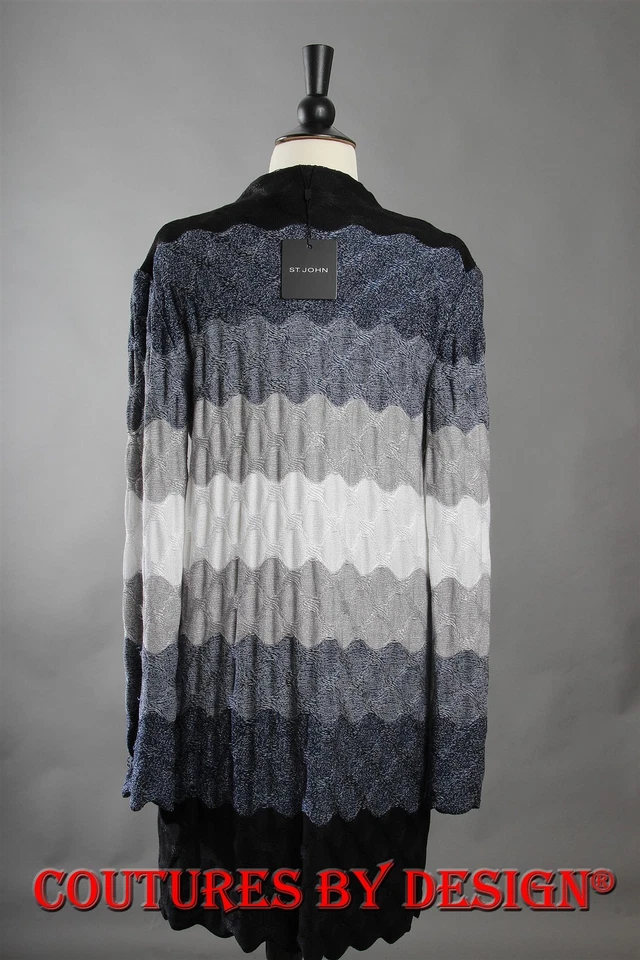 St John Knits Envoltura Calibre Fino Ombre Caviar y Azul Marino Talla P Nuevo con Etiquetas Precio de venta sugerido por el fabricante $1295 Foto 2 de 2