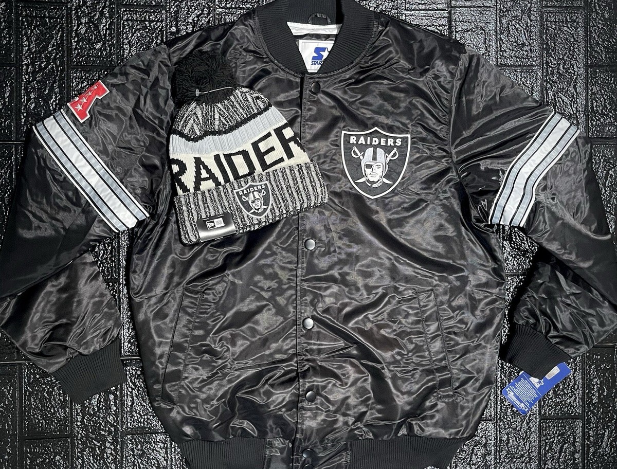 Las Vegas Raiders Starter Satin Varsity Jacket Sz M/L/XL, w/ New