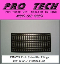 PTMC 39 Scale Hex Fittings .024" ID Photo Etched Search LBR Model Parts PRO TECH
