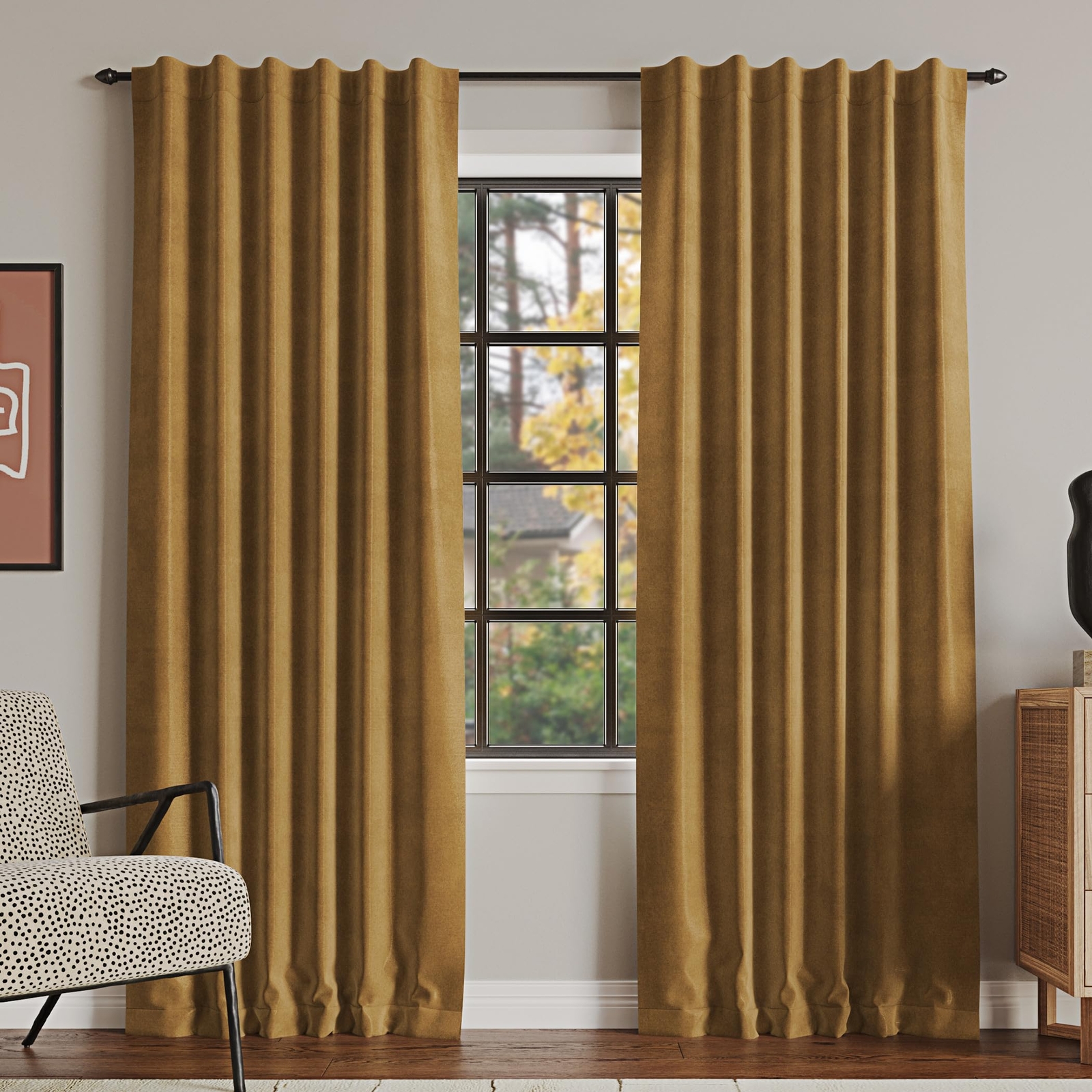 Sun Zero Hampshire Velvet Noise Reducing Thermal Blackout Back Tab Curtains  -image