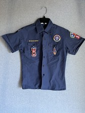 Boys Scouts Of America Shirt Boys Large Blue Utility Patches Medal Outdoors Camp