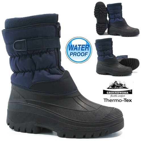 MENS SNOW BOOTS WINTER WATERPROOF MUCKER THERMAL SKI WELLINGTONS FUR WARM SIZE - Picture 22 of 26