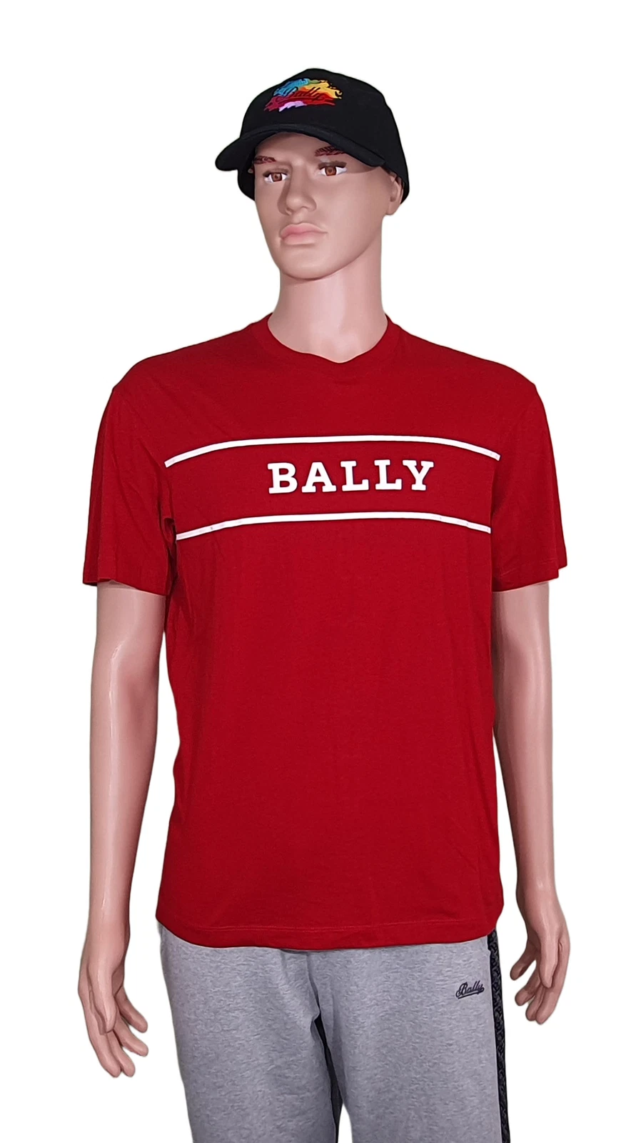 Bally 6240605 Men's Red Cotton Printed Logo T-Shirt MSRP $290