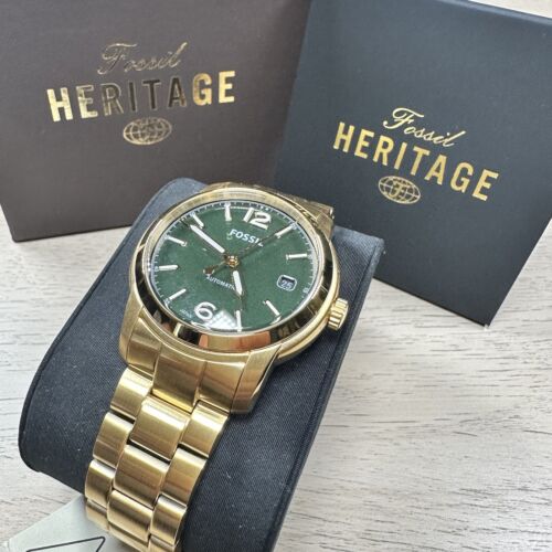 NEU✅ LIMITIERTE EDITION✅FOSSIL HERITAGE AUTOMATIK GOLD GRÜN ME3235 UHR $ 295 - Bild 11 von 12