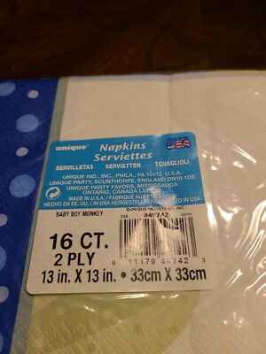 Unique Boy Monkey Baby Shower Luncheon Paper Napkins 6 5