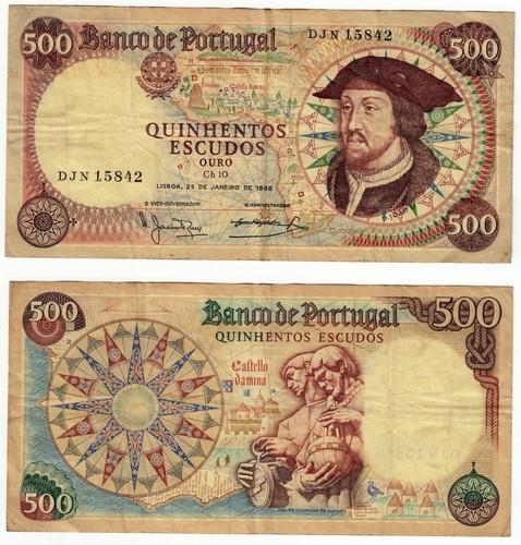Portugal 500 escudos banknote , "D. João V", 1966, Fine++