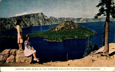 Post Card Posted 1944 Crater Lake In The Cascade Mountains Southern Oregon