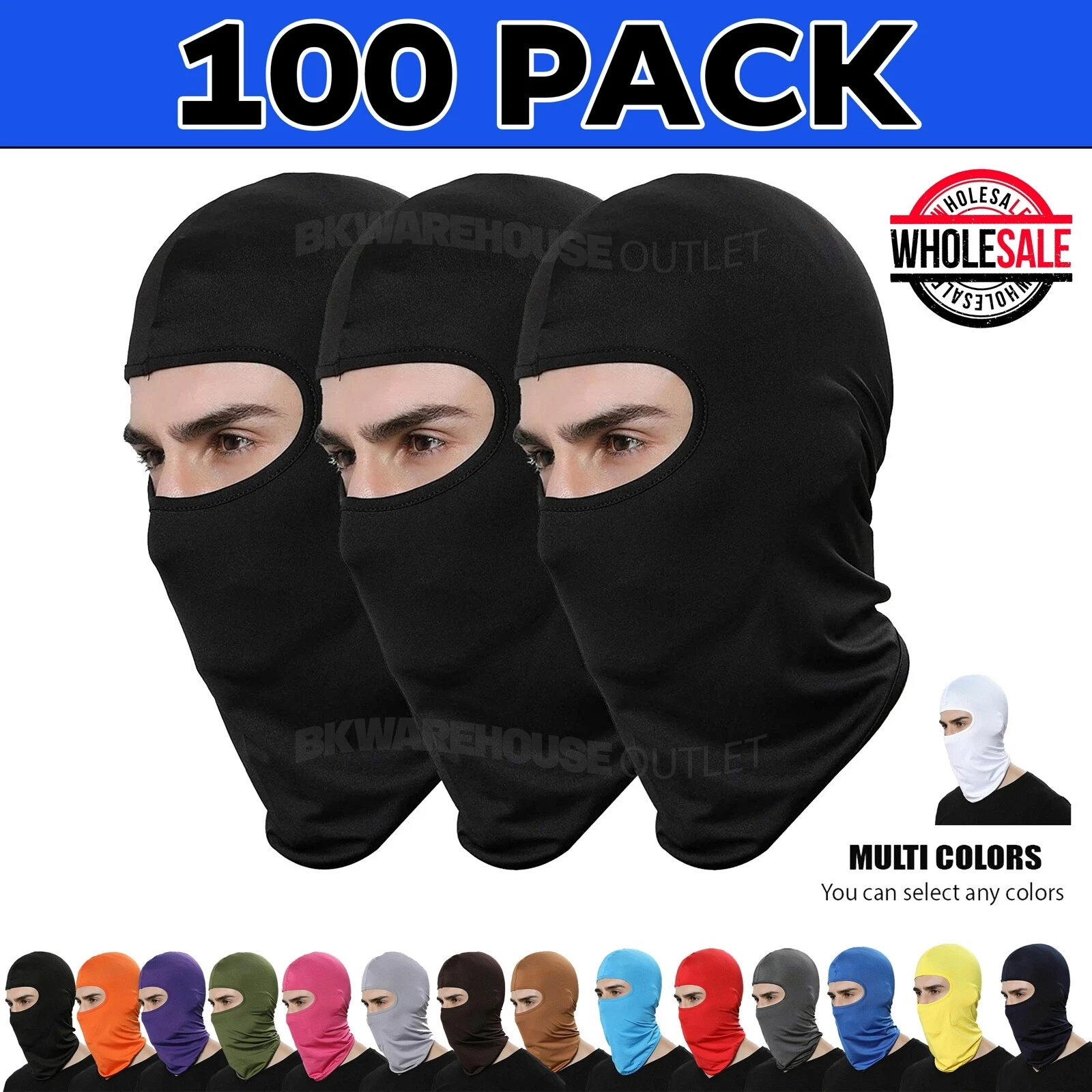100x Wholesale Lightweight Lycra Balaclava Ski Full Face Mask Cycle Warmer Hat
Opens in a new window