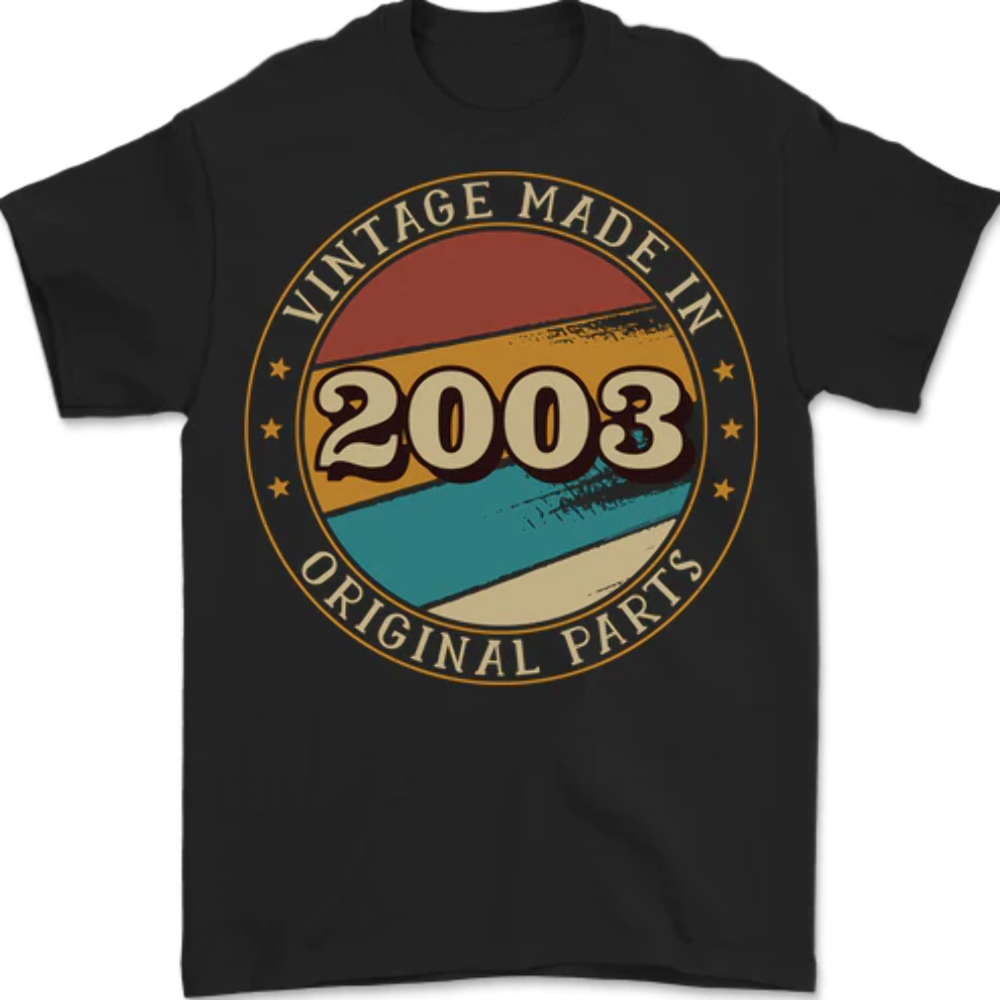 20th Birthday Vintage Made In 2003 Mens T-Shirt 100% Cotton