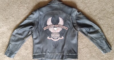 *RARE* Harley Davidson Lg. Embossed Distressed Power Leather Jacket 97129-07 VM