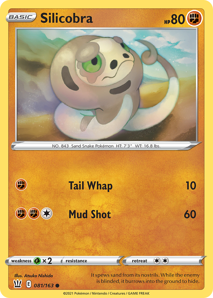 silicobra pokemon card value Pokemon - Sword & Shield - Base Set - Silicobra - 107/202 main image 1