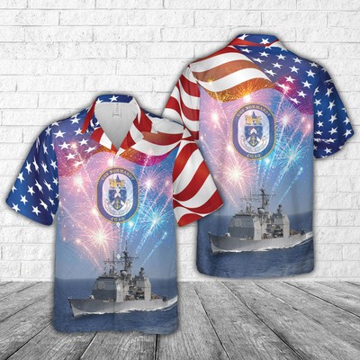 US Navy USS Normandy CG 60 4th Of July Hawaiian Shirt