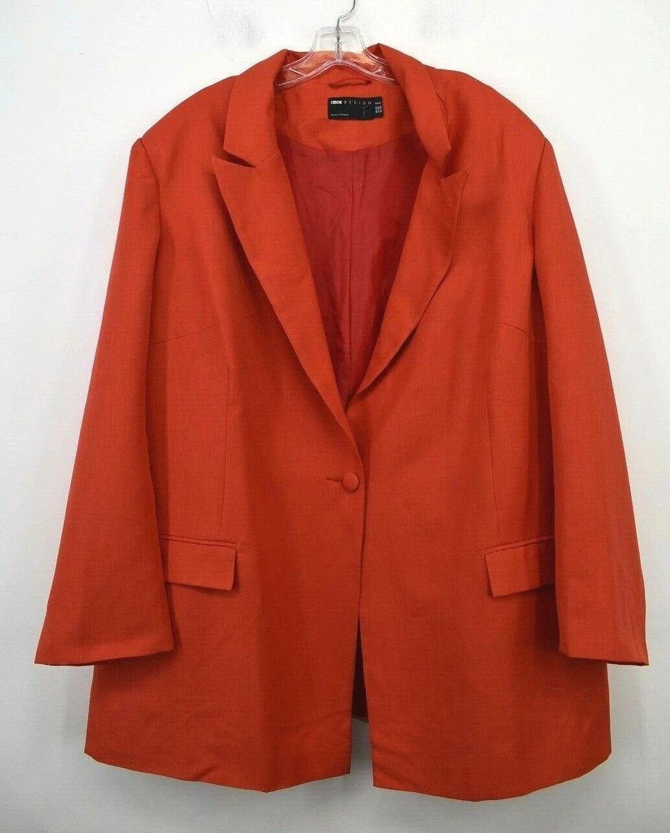 ASOS Design Womens Orange Peak Lapel Flap Pocket Comfort Fit Casual Blazer 20
