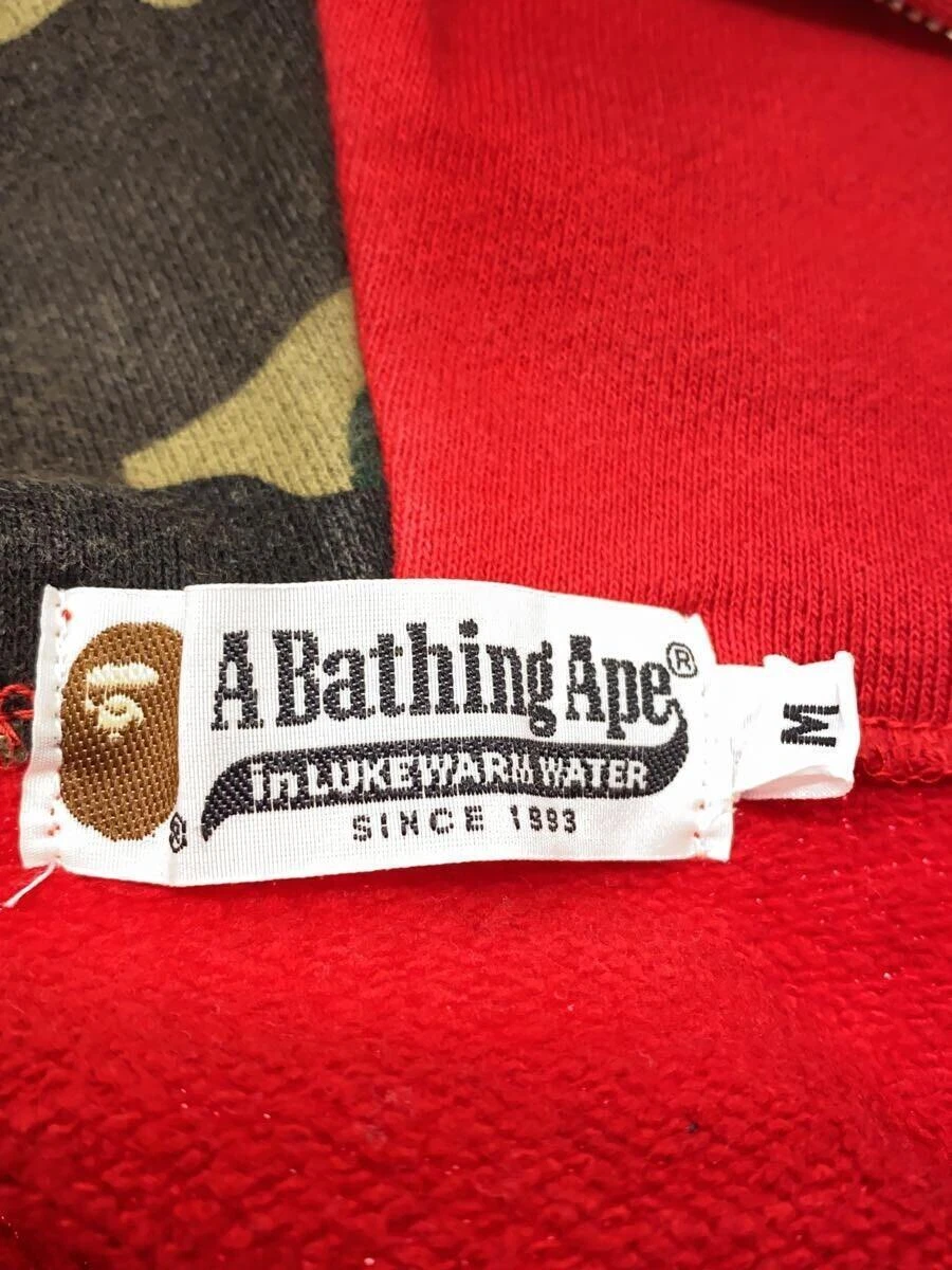 A BATHING APE (BAPE) Felpa con cappuccio APE DA BAGNO con cerniera cotone rosso M usata
