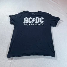 AC DC Shirt Mens Large Black Tee Outdoors Crew Neck Rock And Roll Band Classic