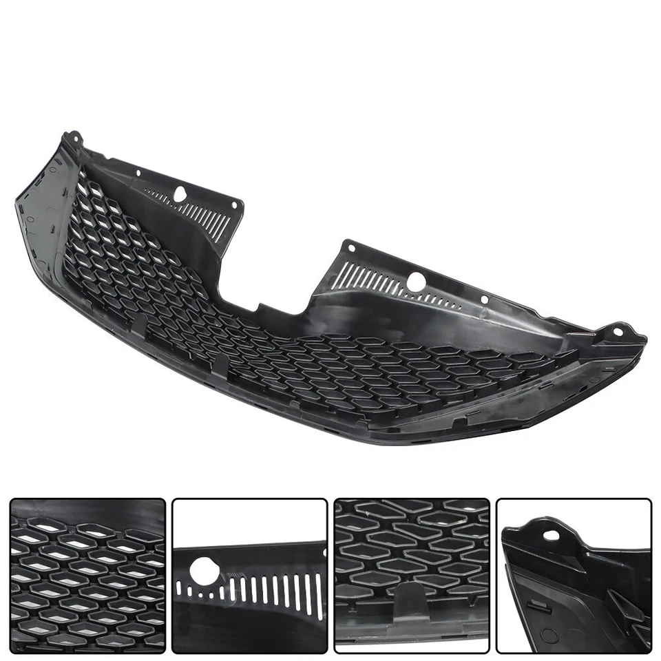 Parrilla superior delantera negra brillante nido de abeja apta para Toyota Sienna 2011-2017 Foto 3 de 4