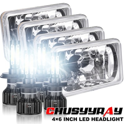 4PCS 4x6 LED Headlights Hi/Lo DRL Beam For Cadillac Fleetwood