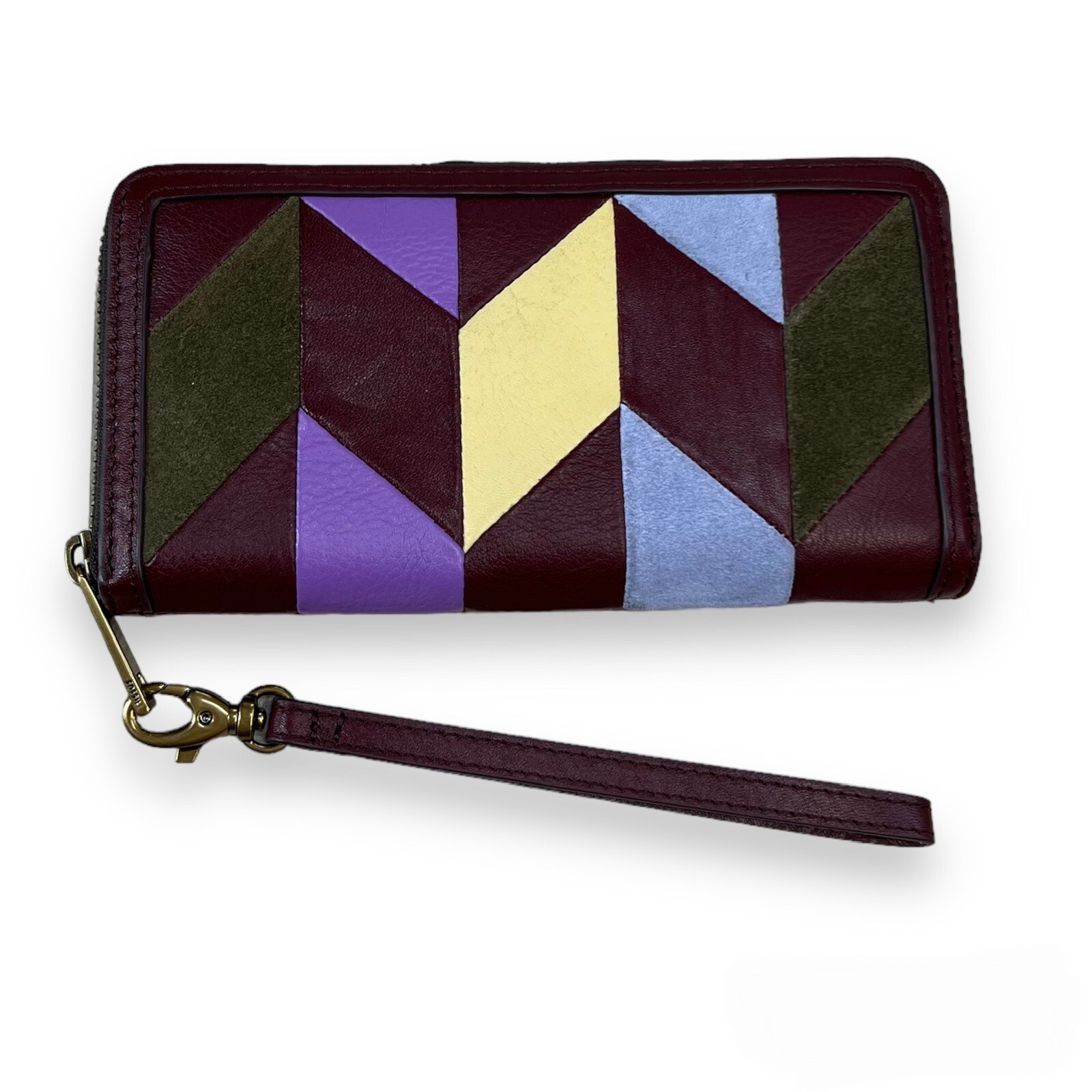 Fossil RFID Zip Around Logan Patchwork Leather Wa… - image 1