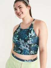 Old Navy Active Powersoft Longline Light Support Sports Bra Size 3X BLUE FLORAL