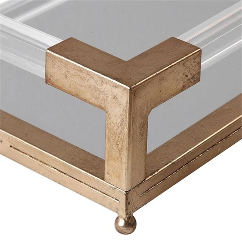 Uttermost Balkan Metal Acrylic Mirrored Decorative Tray in Antique Gold - Picture 4 of 4