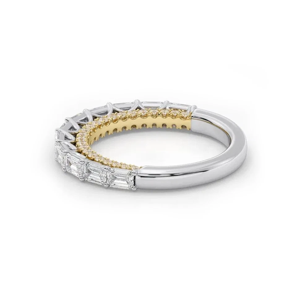 18K mehrfarbiges Gold Lab Created Diamond Smaragdschliff Eternity Band 2,50 C... - Bild 4 von 4