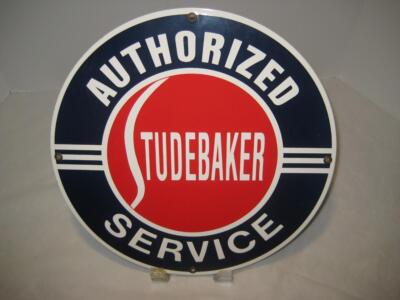 Authorized Studebaker Service Porcelain Coated Sign 11.25 inches
