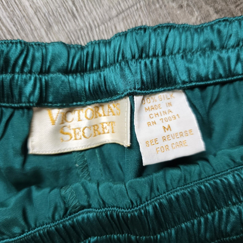 Vintage Victorias Secret Silk Pajamas Set Medium Green Luxury Loungewear 90s - Picture 11 of 19