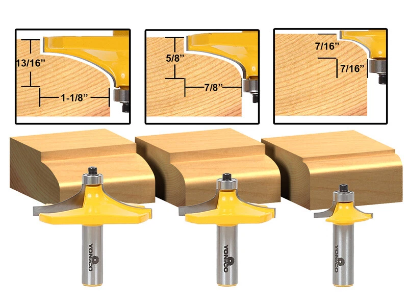 3 Bit Table Edge Thumbnail Router Bit Set 1 2
