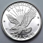 1984 1 Oz 999 SILVER ROUND SUNSHINE SILVER SMI EAGLE BULLION MINT BU UNC
