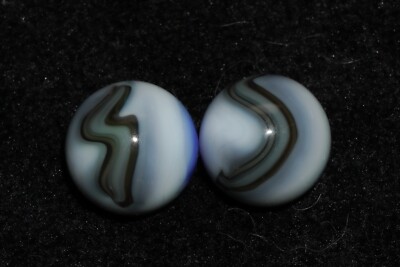 2- Vintage RARE S Letter 5 Color Akro Agate Peltier Marbles