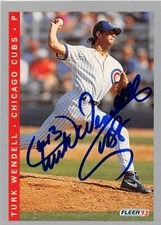 Turk Wendell autographed baseball card (Chicago Cubs) 1993 Fleer #F12