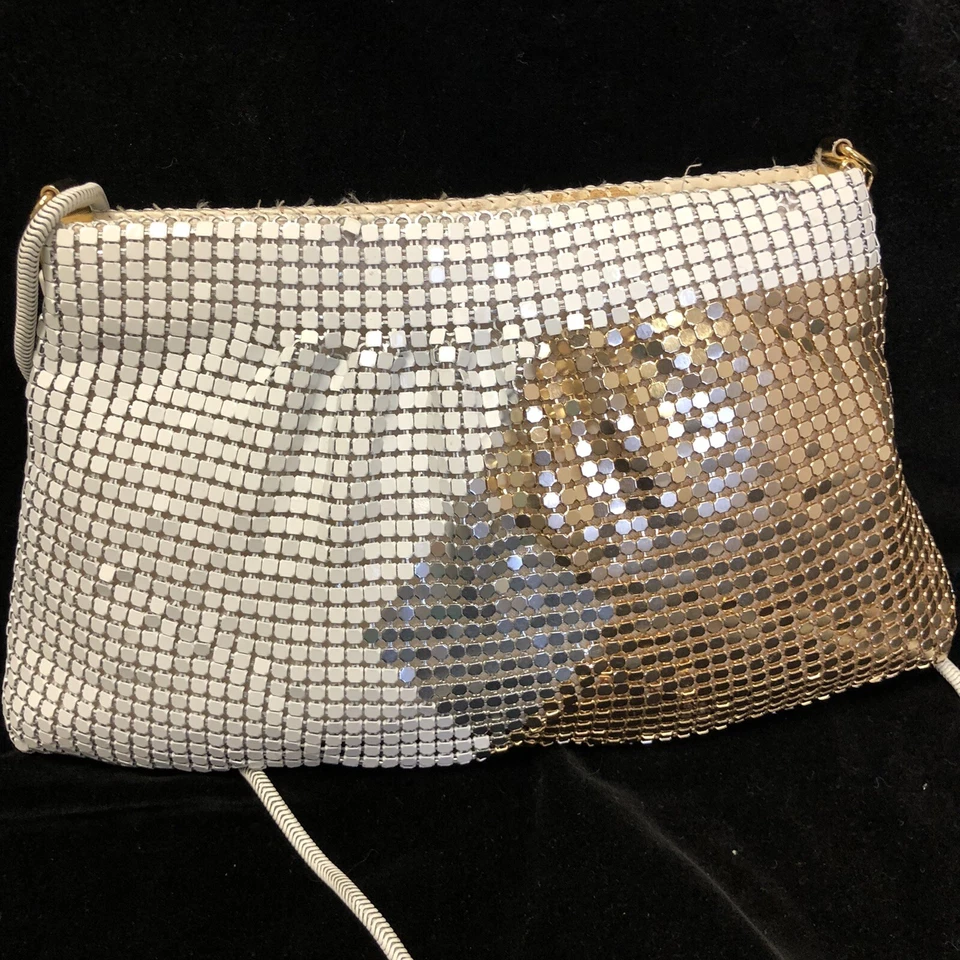 De Colección FORMAL Dorado Plata METAL MALLA Bolso de Mano ART DECO Noche Cóctel Cena Cartera Foto 4 de 4