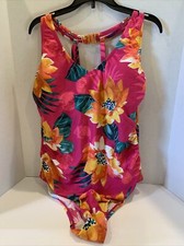 Kona Sol Swim Suit Swim Wear Flower Design Size 16 W New Tags Multi Color