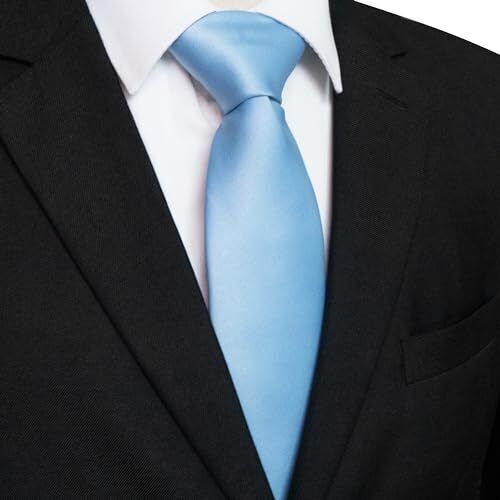 Einfarbige Herren-Krawatte für Geschäft und Hochzeit Baby blau - Bild 2 von 4