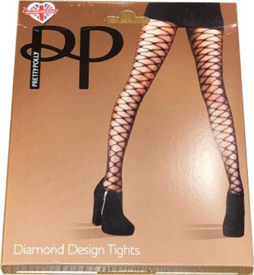 Pretty Polly Fashion Diamond Design Tights Black One size