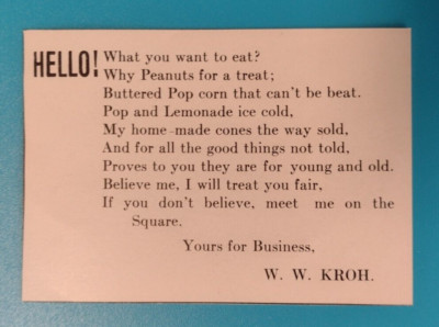 1915 W. W. Kroh Grocer Advertisement Hanover, Pennsylvania