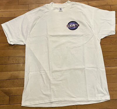 Men s (XL) White Real TV Graphic Logo Vintage T Shirt