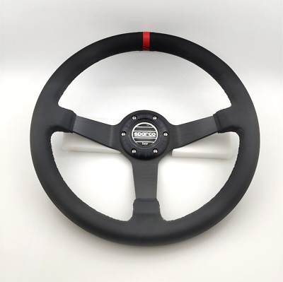 350mm Leather Mid Deep Dish Racing Steering Wheel Fit MOMO hub OMP hub SPC RL