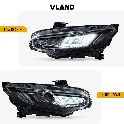 VLAND LED Headlights + Tail Lights For 2016-21 Honda Civic Hatchback W/Animation - Picture 6 of 24