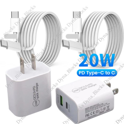 20W Fast Charger PD USB C To Type C Cable Power Adapter For iPad iPhone 15 16Pro